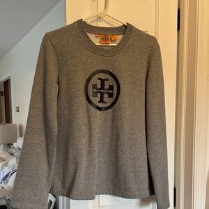 Tory Burch Gray Sweater with Black Logo